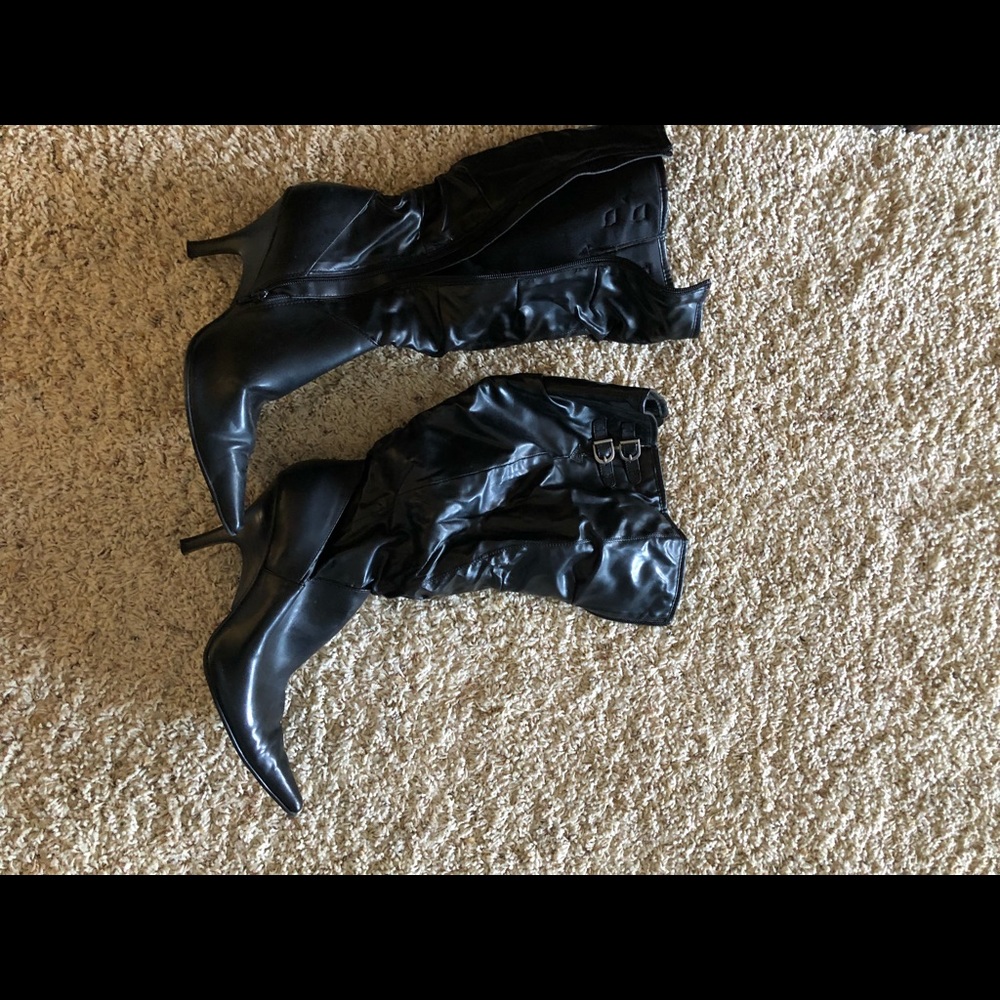 Black high heeled boots
